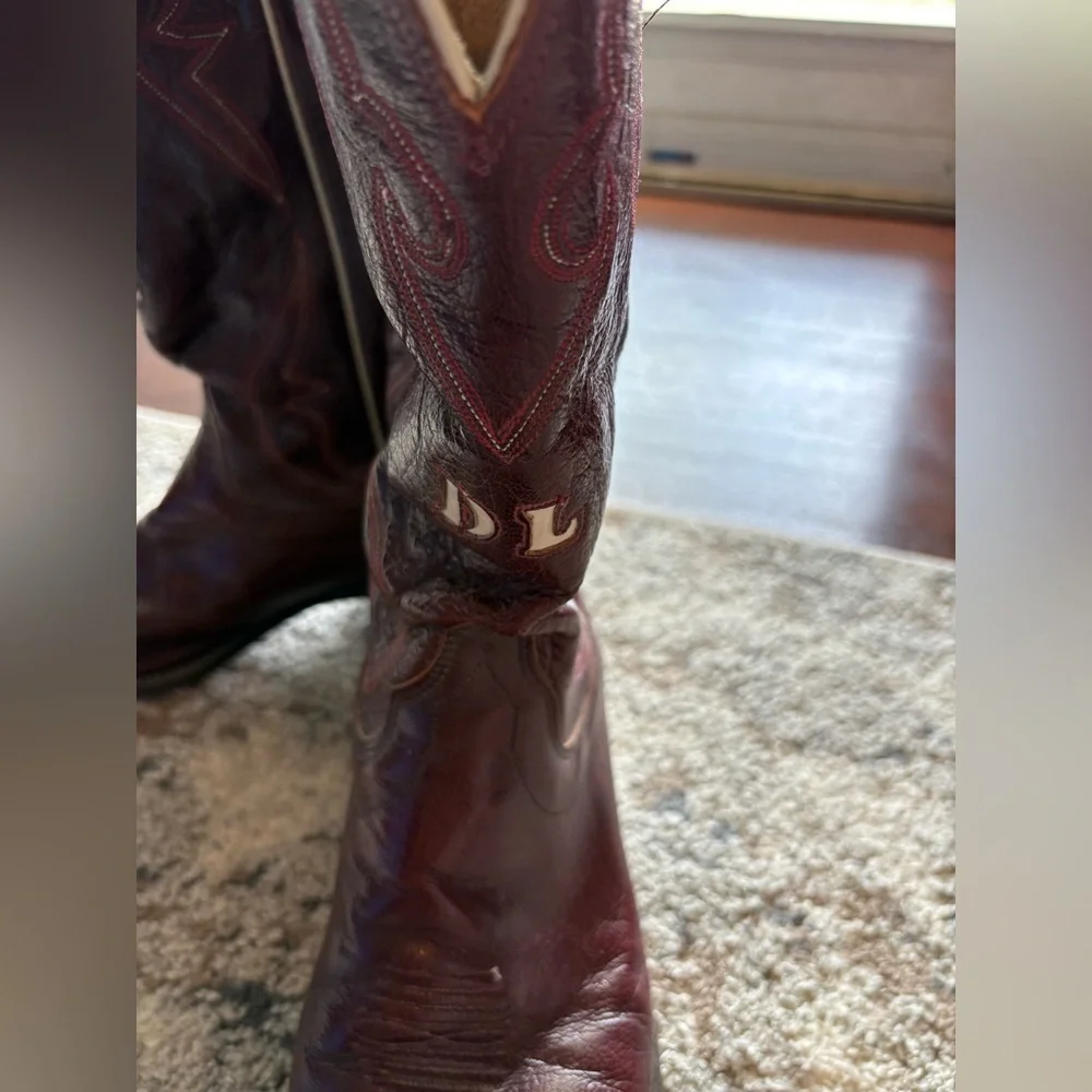 Olathe Brown/Red Leather Cowboy Boots - Picture 5 of 8